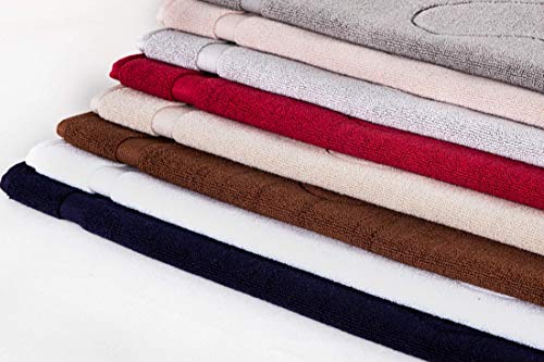 Komfortec Dywanik łazienkowy 2-częściowy, dywanik prysznicowy z frotte, mata prysznicowa nadaje się do prania, 800 g/m² i 100% bawełna, chłonny i szybkoschnący, 50 x 80 cm, czekoladowy brąz - obrazek 2