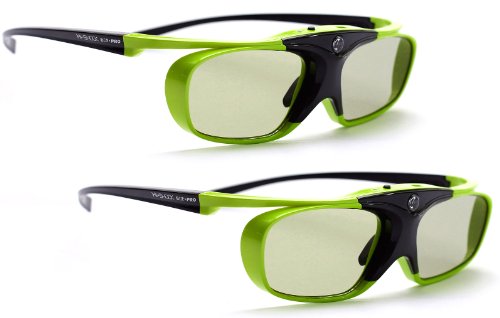 2 x Hi-Shock Lime Heaven DLP Link okulary 3D do projektorów/projektorów DLP 3D | kompatybilne z Acer, BenQ, Viewsonic, Optoma, LG | 96-200 Hz, 32 g, do ładowania przez USB