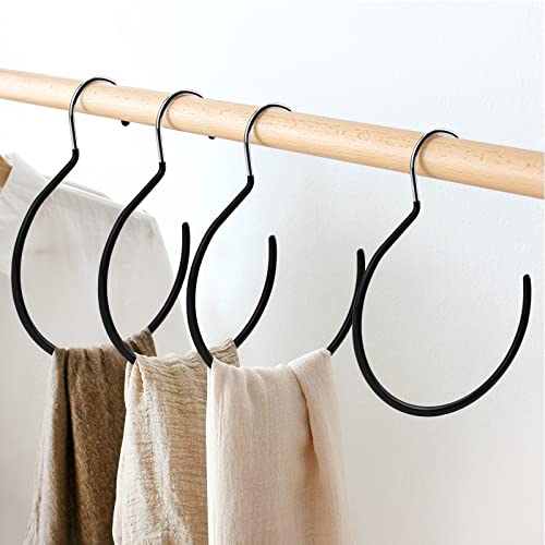 Szalik pierścień wieszak wieszak na pasek, 4 szt. antypoślizgowe krawaty wiszący hak 4 szt. pojedyncze wieszaki na płaszcze uchwyty na szalik w kształcie litery S metalowy okrągły wieszak do garderoby krawaty szaliki paski biżuteria torebki - obrazek 6