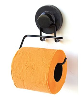 Gelco 709396 uchwyt na papier toaletowy z przyssawką metal epoksydowy/ABS czarny 9,5 x 13 x 15,5 cm