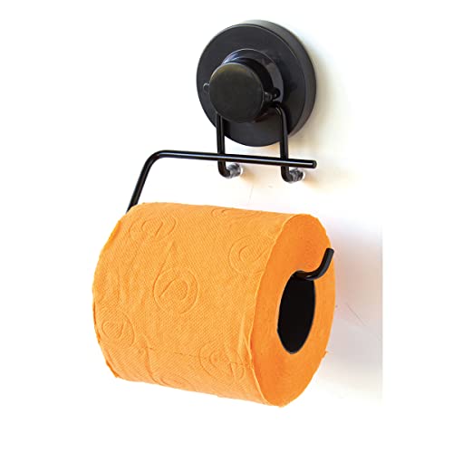 Gelco 709396 uchwyt na papier toaletowy z przyssawką metal epoksydowy/ABS czarny 9,5 x 13 x 15,5 cm