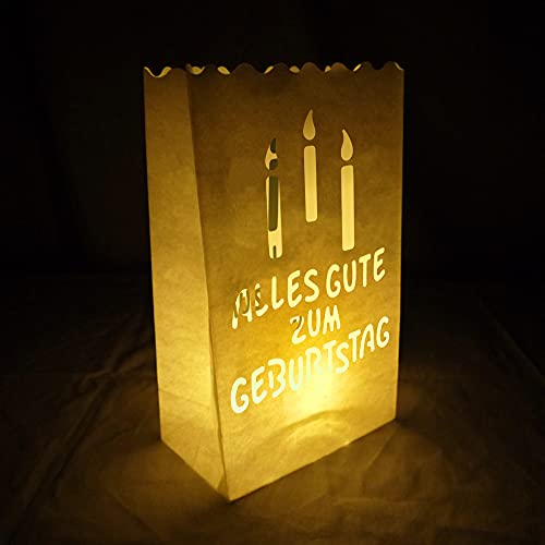 Ecooe 10 szt. torebek świetlnych na świeczki typu tealight, na urodziny, na imprezę urodzinową, białe - obrazek 2