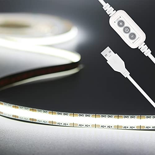 PAUTIX Taśma LED COB USB 5V zimna biel 2m 640LED 6000K,możliwość ściem