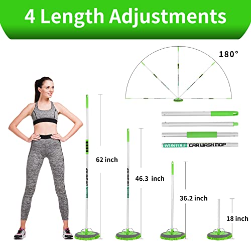 CityMoka Szczotka do mycia samochodu, zestaw do czyszczenia samochodu, 160 cm, mop do mycia samochodu z długim uchwytem, nadaje się do mycia samochodów, ciężarówek, SUV-ów, kamperów, przyczep i sprzątania domu, 3 w 1, szenilowa mikrofibra - obrazek 7