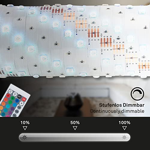 BRILONER - RGB LED Strip 5m, oświetlenie taśmowe LED, zmiana kolorów, łańcuch świetlny, pilot, taśma LED, pasek LED, listwa LED - obrazek 6