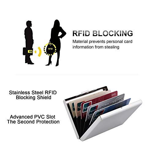 BONSYL ® Wysokiej Jakości Metalowy Portfel Etui na Karty Kredytowe dla Kobiety i Mężczyźni, z Ochroną RFID Przed Kradzieżą Danych, z Miejscem na 6 Kart, Szczupły Portfel, mini Portfela. - obrazek 3