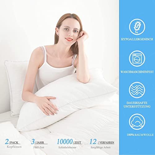 Poduszka pod głowę, zestaw 2 poduszek 80 x 80 cm, luksusowa poduszka hotelowa, poduszka pod głowę, komfortowa 100 mikrofibra, nadaje się do prania, poduszka pod głowę, dla alergików, do spania na boku - obrazek 4