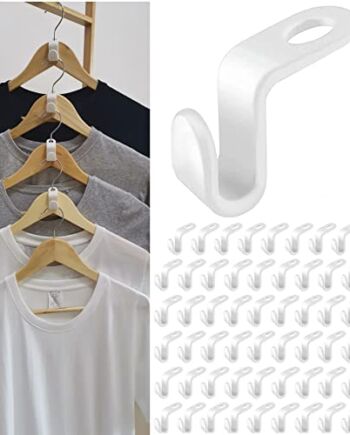 Wieszak na ubrania, nie zajmuje dużo miejsca, 60 sztuk, haczyki łączące, wieszak na ubrania, uchwyt łączący do wieszaków na ubrania (biały)