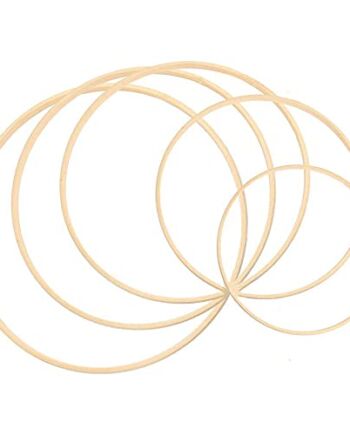 Qweri Pierścienie kreolskie do rękodzieła makramowego, 5 szt. drewniane bambusowe kwiatowe obręcze, pierścienie wieńce, łapacz rękodzieła obręcz, do samodzielnego wykonania ślubnego wieńca, łapacz snów i rękodzieła (10 cm/15 cm/20 cm/25 cm/30 cm)