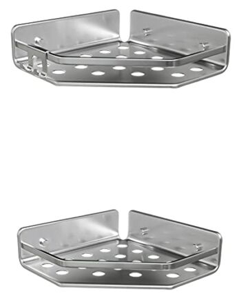 Tatay zestaw 2 półek na prysznic narożny księżycowy, 100% ze stali nierdzewnej, minimalistyczny design, 10 lat gwarancji, wymiary 20 x 20 x 5,5 cm