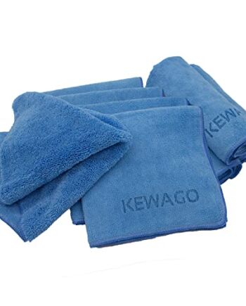 KEWAGO - 8 sztuk ściereczek premium z mikrofibry niebieskiej - 400 GSM profesjonalna jakość 40 x 40 cm. Ściereczka z mikrofibry do pielęgnacji samochodu, ściereczka do osuszania, jako ściereczka do polerowania i do czyszczenia wnętrza samochodu