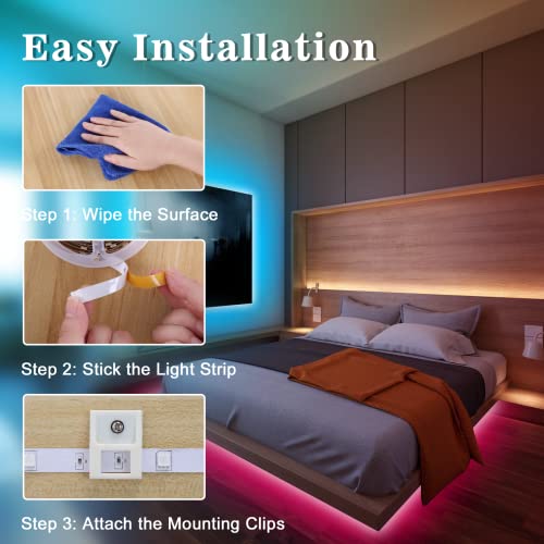 Toocking Taśma LED RGB 5 m, z pilotem zdalnego sterowania, taśma świetlna LED, samoprzylepna, z 16 różnymi kolorami, 4 tryby pracy, do domu, na szafę, imprezę, do sypialni, TV - obrazek 3