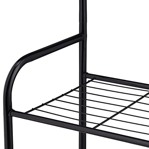 Relaxdays Garderoba z półką na buty, 4 pary butów, 4 haczyki, 1 drążek na ubrania, garderoba do korytarza wys. x szer. 173 x 60 x 31 cm, czarna - obrazek 2