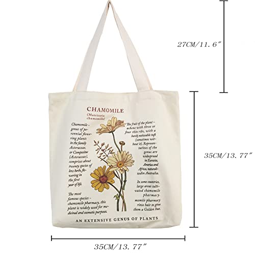 BROADREAM Torba na Zakupy z Nadrukiem Vintage, Płócienna Torba na Rami - obrazek 3