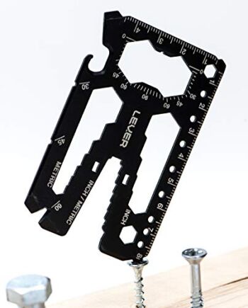 Lever Gear Toolcard Pro – narzędzie wielofunkcyjne z kartą kredytową 40 w 1. Elegancka minimalistyczna karta portfelowa ze stali nierdzewnej – czarna