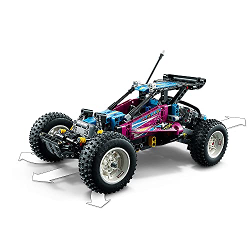 LEGO 42124 Technic Off-Road Buggy, Retro Control + aplikacja zdalnie sterowana zabawka samochód, zestaw modelowy z dźwiękiem, pomysł na prezent dla chłopców i dziewcząt - obrazek 5