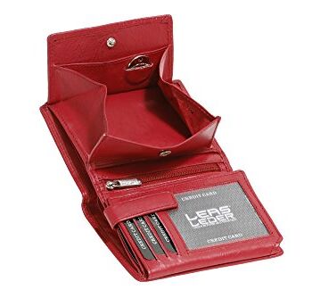 LEAS Portfel wiedeński z tajną przegródką z prawdziwej skóry, specjalna edycja (Burgandy czerwony), Burgundy czerwony, 12,5x9,5cm, Portfel wiedeński