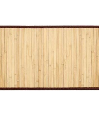 Navaris Bambusowy dywanik łazienkowy z ramą z materiału – 80 x 43 cm drewniany dywanik łazienkowy do łazienki – mata prysznicowa chodnik – mata drewniana w kolorze brązowym