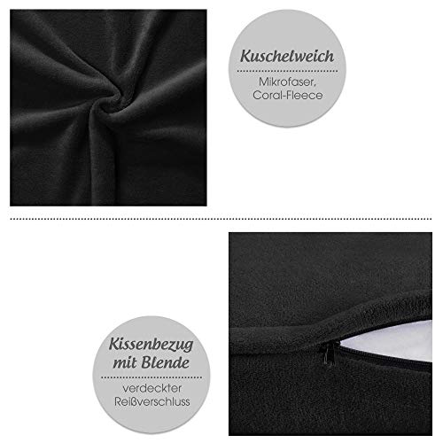CelinaTex Xanio poduszka dekoracyjna z poduszką wewnętrzną 40 x 80 cm czarna Coral-Fleece poduszka na sofę z mikrofibry poduszka do przytulania - obrazek 7