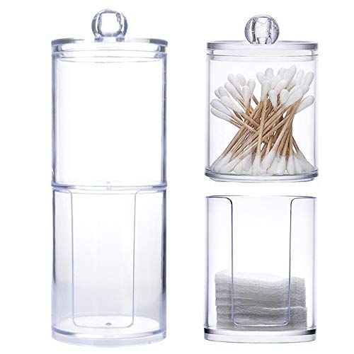 YKSVTNMU Pojemnik na waciki waciki kosmetyczne, pojemnik akrylowy, pojemnik na waciki, organizer na kosmetyki, przezroczysty, okrągły pojemnik z pokrywką, na kulki z waty, waciki, waciki