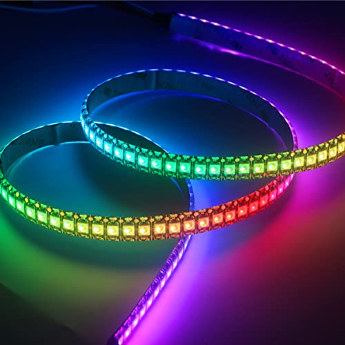 YUNBO WS2812B adresowalna taśma LED 1 m 144 pikseli, RGB 5050 SMD 5 V czarna płytka drukowana (PCB), IP67, wodoodporna, możliwość przycięcia, inteligentne elastyczne oświetlenie LED - obrazek 6