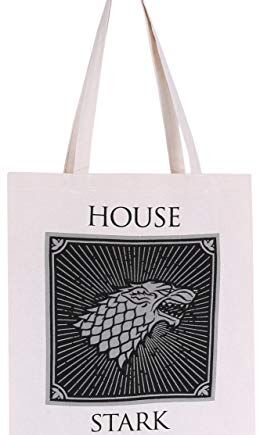Beżowa/czarna bawełniana torba na zakupy STARK GAME OF THRONES