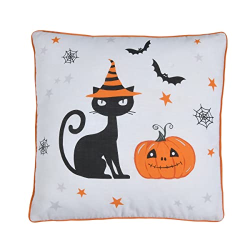 Sleepdown Halloween dynie wypełniona poduszka miękka dekoracyjna kwadratowa poduszka z lamówką krawędzią do dekoracji domu sofa sypialnia 18 x 18 cali - szary pomarańczowy - 45 cm x 45 cm