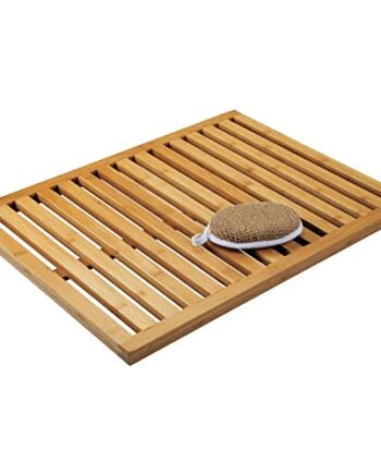 mDesign Antypoślizgowa mata bambusowa do użytku wewnątrz i na zewnątrz, prostokątny dywanik łazienkowy z bambusa o wzorze listew, przyjazny dla środowiska i nowoczesny dodatek łazienkowy do wanny lub prysznica, kolor brązowy