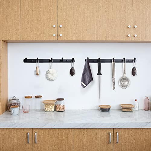 Wieszak na ubrania, 2 sztuki, 15 haczyków, wieszak ścienny, uniwersalny wieszak na ręczniki, listwa garderobiana do garderoby, łazienki, kuchni (czarny) - obrazek 5