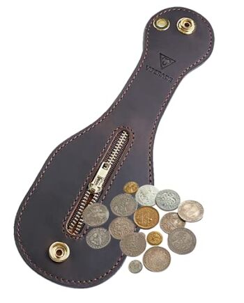 VIPERADE Skórzany portfel EDC Slapjack Blackjack Mini Multitool Pouch organizer z zatrzaskami kieszeń na zamek błyskawiczny pasek sportowy do aktywności na świeżym powietrzu dla mężczyzn i kobiet, brązowy, M, Retro