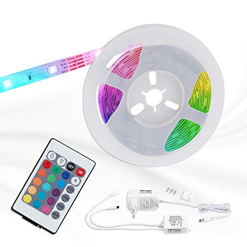 Briloner Leuchten taśma 5 m, samoprzylepna, 150 x RGB, taśma świetlna, wąż świetlny, taśma LED, plastik, 0,16 W, biała, 500 x 1 x 0,3 cm