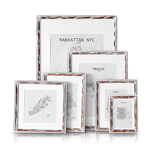 Shabby Chic ramka na zdjęcia 13 x 18 cm - zestaw 3 szt. - szklany front - z passe-partout na 10 x 15 zdjęć - szerokość ramy 2 cm - prawdziwe drewno - brązowy biały - obrazek 2