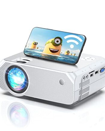 Mini projektor WiFi, natywny projektor kina domowego 720P Full HD, 6000, ekran 300", projektor wideo LCD o żywotności 90 000 h, kompatybilny z HDMI / TV Stick / PS4 / smartfonem, biały