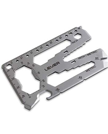 Lever Gear Toolcard Pro – narzędzie wielofunkcyjne do kart kredytowych 40 w 1. Elegancki minimalistyczny portfel ze stali nierdzewnej – srebrny
