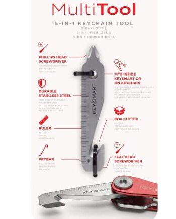 KeySmart Multitool - wielofunkcyjne narzędzie do kluczy 5 w 1 z obcinaczem do pudełek, podważaniem, krzyżakiem i śrubokrętem z płaskim łbem