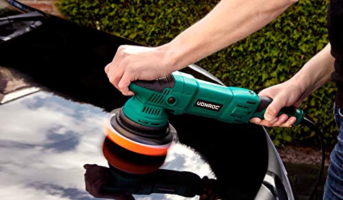 VONROC Dual Action mimośrodowa maszyna polerska / zestaw do polerowania – elektronika stała – funkcja Soft Start – 150 mm – 1050 W – łącznie z tarczą podporową, podkładką i torbą - obrazek 8