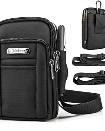 KSIBNW torba na ramię męska o rozmiarze 6,5 cala, wodoodporna torba na telefon komórkowy z 2 klamrami magnetycznymi Molle EDC do uprawiania sportu na świeżym powietrzu, czarny (19*11,5*5), S