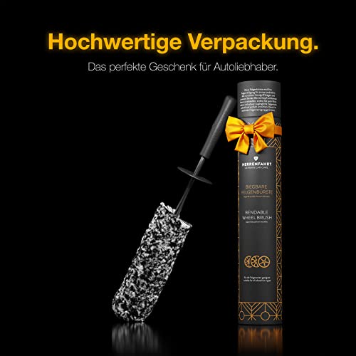 HERRENFAHRT Giętka szczotka do felg, elastyczna głowica szczotki do dokładnego czyszczenia bez zarysowań i dociera nawet do trudno dostępnych miejsc w gnieździe felgi, szczotka do felg samochodowych z mikrofibry - obrazek 2