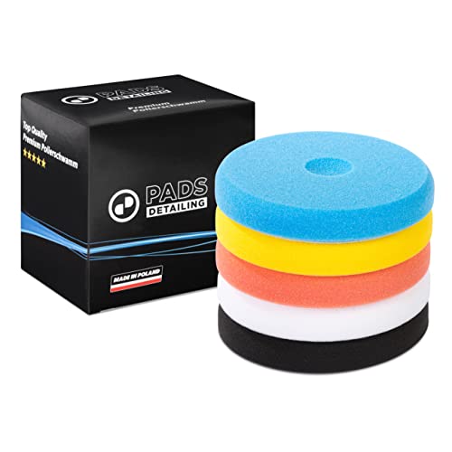 DetailingPads Zestaw 5 padów polerskich – gąbka do polerowania 150 mm – zestaw padów polerskich 150 mm – zestaw do polerowania samochodu – renowacja lakieru – gąbka do polerowania 150 mm – pad do polerowania 150 mm – pianka do polerowania (płyty)