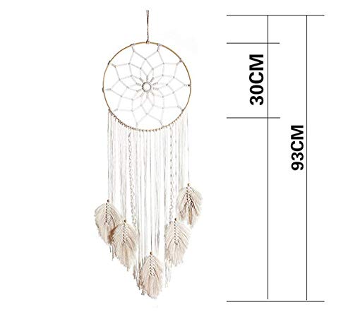 LucaSng Makrama, łapacz snów, ozdoba ścienna, styl boho, ręcznie robiony łapacz snów, do sypialni, salonu (B) - obrazek 3