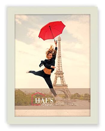 HAES DECO - Drewniana ramka na zdjęcia 30 x 40 Paris biała - ramka na zdjęcia drewno - ramka portretowa z uchwytem ściennym - ramka na 1 zdjęcie w formacie 30 x 40 - SP001313