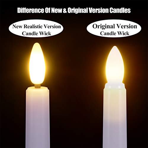 Ymenow Świece okienne, 6 szt. zasilane na baterie, bezpłomieniowe migoczące świeczki LED z pilotem zdalnego sterowania, timer, srebrny świecznik i knot 3D, bateria na kolację, do domu, na wesele dekoracja - obrazek 6