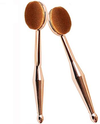 CAILI 2 szt. pędzel do makijażu, pędzel do podkładu typu szczoteczki do zębów, wielofunkcyjny profesjonalny pędzel do makijażu do podkładu, różu, korektora, cień do powiek (różowe złoto)