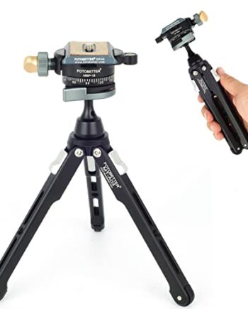 FOTOBETTER Stół mini statyw do aparatu, lekki mini statyw podróżny z głowicą kulową 360 stopni, szybkozaciskowy 1/4 cala, płyta do lustrzanki DSLR (MTA03 + MBP19 (DE))