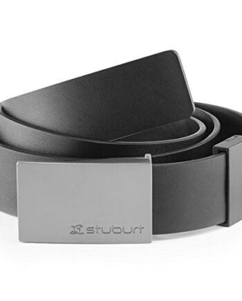 Stuburt Golf SBBELT1039 męski skórzany pasek z metalową grawerowaną metalową klamrą do spodni i szortów Czarny Jeden rozmiar