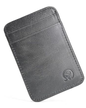 DOEUS Genuine Leather Credit Card ID Holder, Front Pocket Wallet for Men, Slim Wallet, Card Case, czarny