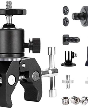 jinhuaxin Statyw zaciskowy, super zaciskowy, statyw z głowicą kulową, głowica statywu z gwintem 1/4 3/8", adapter do aparatów, flash light, statywu, monitora LCD/DV, światła LED (statyw 2)
