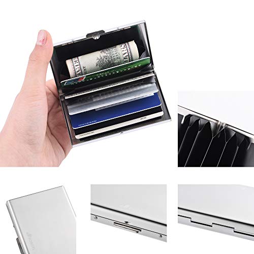 BONSYL ® Wysokiej Jakości Metalowy Portfel Etui na Karty Kredytowe dla Kobiety i Mężczyźni, z Ochroną RFID Przed Kradzieżą Danych, z Miejscem na 6 Kart, Szczupły Portfel, mini Portfela. - obrazek 6