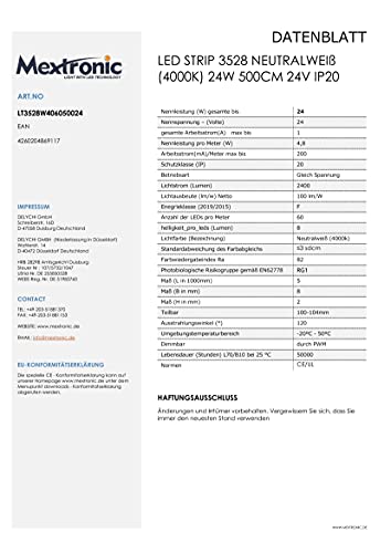 Mextronic 24 V/24 W IP20 taśma LED/taśma LED: 4000 K - 5 m ściemniana - obrazek 3
