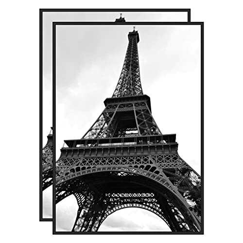 Ramka na zdjęcia w formacie A2, klasyczna, czarna aluminiowa ramka z certyfikatem ze szkłem akrylowym, poziome i pionowe formaty, do dekoracji ścian i domu, zestaw 2 sztuk